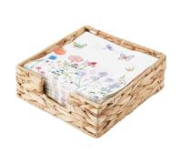 DICOSMETIC Panier pour serviettes en osier pour salle de bain 19 x 19 x 6,7 cm Porte-serviettes carré en osier Porte-serviettes en osier tissé Porte-serviettes d'invité Panier plat tissé pour