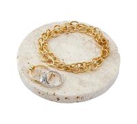 DICOSMETIC Plateau à bijoux en marbre naturel de 10 cm - Plateau plat en pierre ronde - Plateau à bijoux décoratif en marbre - Petit plateau en pierre pour bagues, boucles d'oreilles, colliers