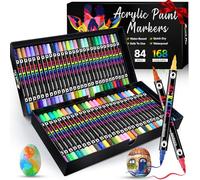 Dictien 168 Couleurs Feutres Acrylique Coloriage Adulte,Feutre Peinture Acrylique, Séchage Rapide & Anti-Taches, Non Toxiques & Sans Odeur, Pour Pierre/Bois/Verre/Tissu | Artistes & Bricoleurs