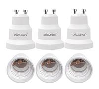 DiCUNO GU10 vers E27 Adaptateur de douille, Douille de lampe, Lot de 6 | Convertisseurs de culot GU10 vers grande vis E27, 60W, 250V, Résistance max à la chaleur 125 ℃