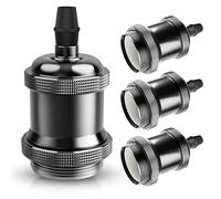 DiCUNO Vintage E27 douille de lampe, Edison retro suspension lampe, Solide céramique adaptateur, 4 Pièces noir perle socket