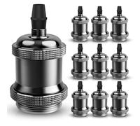 DiCUNO Vintage E27 douille de lampe, Noir Perle Socket, Lot de 10 | Edison retro suspension lampe, Solide céramique adaptateur