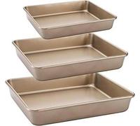 Dicunoy Set de 3 plaques à pâtisserie antiadhésives en acier inoxydable Plaque à pâtisserie