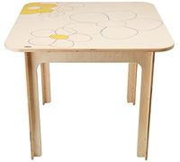 Dida - Table Carrée en Bois pour Enfants, Design Fleuri, Parfaite pour Les Chambres d'enfants et Les Écoles, Idéale pour Les Activités Créatives et Les Jeux Éducatifs Montessori