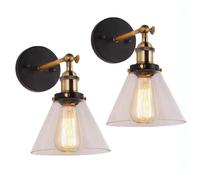 Diday 2pcs Applique Murale Verre Vintage,Lampe Murale Industriel Abat-jour Design Triangle Rétro Luminaire Murale Style Edison,18cm
