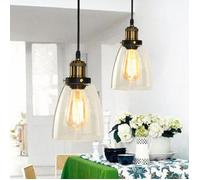Diday 2pcs Lustre en Verre,Lampe Suspension Industriel Vintage E27 Luminaire Plafonnier Style Edsion Lampe Rétro pour Salon Chambre