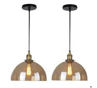 Diday 2pcs Suspension Luminaire Industriel,Lampe de Plafond Avat-jour en Verre Design Demi - cercle E27 Luminaire Style Edison,Ambre