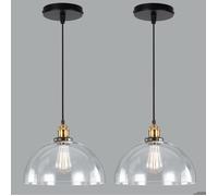 Diday 2pcs Suspension Luminaire Vintage,Lustre Industrielle Abat-jour en Verre E27 Lampe de Plafond Style Edison pour Salon Chambre