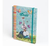 Diddl Cahier à Spirale A5, Bleu, avec Élastique, Motif Papillons et Fleurs, Papeterie Vintage Années 90 - Idée Cadeau pour Enfant ou Fan Nostalgique