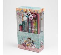 Diddl Set Écriture A6, Cahier, Stylo, Règle, Gomme, Plumier avec 6 Crayons de Couleur, Taille-Crayon et Organisateur de Bureau, Set Papeterie - Idée Cadeau Enfant et Fan Nostalgique Années 90