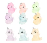 Didiseaon 12pcs Ornements Phosphorescents en Résine Licorne Dessin Animé, Décoration Mignonne et Facile à Transporter pour Voiture et Micro Paysage Couleur Aléatoire