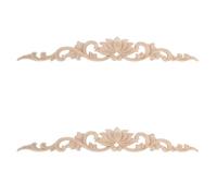 Didiseaon 2 Pièces Applique Bois Sculpté Lotus, Applique Décorative en Bois, Beige, Non Peinte, pour Portes de Placard et Lit, Décoration D’Angle Cuisine et Meuble