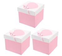 Didiseaon 3 Pièces Boîte Présent Rose en Papier avec Couvercle et Nœud | Présentation Soignée, Design Classique Chic, pour Fêtes Nuptiales et Festivals, Petite Boîte Réutilisable