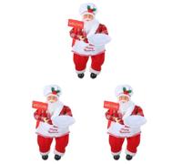 Didiseaon 3 Pièces Statuette du Père Noël Assise Rouge en Plastique pour | Décoration de Noël, Figurine Adorable pour Étagères et Manteaux, Usage Comptoir