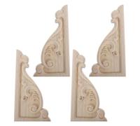 Didiseaon 4 Pièces Applique en Bois Sculptée et Incrustée pour Décoration Murale et Meuble, Finition Lisse, Bois Khaki, Style Classique et Moderne pour Décoration Intérieure