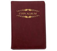 Didiseaon Album Protection Complète en PU et PVC de Rangement pour Pièces de Monnaie 120 Pièces Marron et Design Élégant pour Collectionneur de Monnaies Anciennes