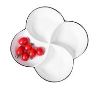 Didiseaon Assiette Compartimentée Facile à Nettoyer 4 Sections en Céramique Blanche Design Feuille Tournante pour Apéritifs et Réunions Familiales
