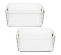 Didiseaon Boîte de Rangement pour Cosmétiques 2Pcs en Plastique Rectangle, Facile à Nettoyer et Résistante, Organisateur de Comptoir pour Salle de Bain et Toilettes