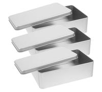 Didiseaon Boîtes à Biscuits Finition Soignée Couvercles en Tôle Argentée Lot de 3 Multi-usages, pour Bureau et Loisirs Créatifs