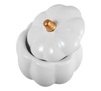 Didiseaon Bol en Céramique de Citrouille Blanc avec Couvercle, Design Multifonctionnel Adapté la Cuisson, Décor Festif pour Halloween et Thanksgiving