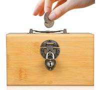Didiseaon Coffre Trésor Vintage en Bois avec Serrure en Forme De Cœur Et oîte De Rangement Multifonction pour Tirelire Et Décoration Maison pour Mariage Et Anniversaire