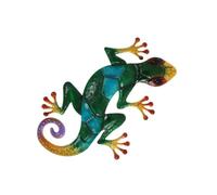 Didiseaon Décoration Murale Ornement Artisanal Suspendu Gecko en Fer Bleu Sculpture Délicate et Design Unique pour Jardins et Corridors D'extérieur