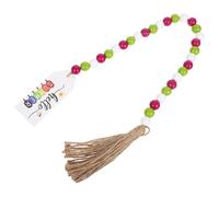 Didiseaon Guirlande de Perles en Bois Naturel Pompons en Corde de Chanvre, Décoration Suspendue Créative Maison Vie Quotidienne