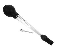 Didiseaon Injecteur de Dinde en Acier Inoxydable Poire en Silicone Noire, Aiguille et Brosse Intégrée, 1 Pièce, Outil Cuisine Pratique pour Marinade et Barbecue, Compatible Viande Poulet