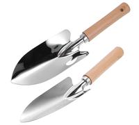 Didiseaon Lot de 2 Pelles de Jardinage en Acier Inoxydable Manches en Bois, Outils Légers pour Creuser et Décomposer Le Sol, pour Jardin et Plantation