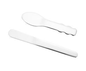Didiseaon Lot de 2 Spatules en Acier Inoxydable 304, Cuillères à Crème Yeux, Réutilisables, Compactes et Légères, Outils de Soins Peau pour Application Cosmétique Précise et Hygiénique