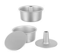 Didiseaon Moules à Gâteau Ronds 2pcs avec Fond Amovible et Tube Détachable en Alliage D'aluminium Argenté pour Cuisson Facile Four Domestique