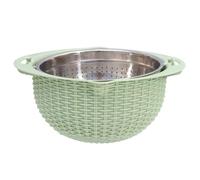 Didiseaon Panier Égouttoir Double Couches Inox avec Couvercle et Râpe Panier de Vidange Multifonction pour Cuisine Lavage et Stockage de Fruits Légumes Égouttoir à Riz Rotatif Vert