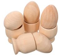 Didiseaon Plateau à Œufs en Bois Rustique 4 Sets, Supports Solides pour Œufs, Décorations DIY Cuisine et Fêtes, Ensemble de Porte-œufs Non Peints