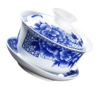 Didiseaon Service à Thé Chinois Vintage en Céramique avec Couvercle et Soucoupe Bol à Thé de 180ml Adapté et Table de Restaurant