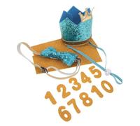 Didiseaon Set de 3 Accessoires pour Fête d'anniversaire de Chien Comprenant Chapeau Couronne Élégant, Noeud Ajustable en Polyester Léger et Respirant, pour Célébrations d'animaux