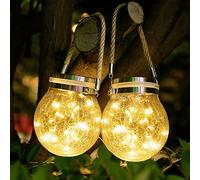 Diealles Shine Lanterne Exterieur, 2 Pièces 30 LED Lampe Solaire Verre Craquelé, IP65 Imperméable, à Suspendre pour Intérieur Extérieur Noël Décoration