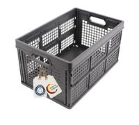 DieKlappbox® Caisse Pliante Robuste, Boîte de Courses Pliable, Qualité industrielle, Fabriqué en Allemagne, base renforcée, jusqu'à 50 kg, 52,5x34,5x28 cm, Noir