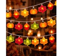 DIELOVEHUA Guirlande Lumineuse de Feuilles d'Automne Citrouille Gland, 3 Mètres 20 LED Guirlande Lumineuse d'Automne, pour Décoration d’Automne Noel Thanksgiving Halloween Fête