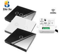 Diese-Joli d'éclairage tactile sans fil, interrupteur marche/arrêt, interrupteur d'éclairage, panneau 86, télécommande, AC 85V ~ 433 V, 240 Mhz, 10A Switch3-3gang W