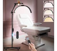 Diesisa Lampe Demi Lune Extension De Cils: Lampadaire à Cils,Base Roulante | Support de Téléphone - 360° Rotative Tête- Luminosité et Hauteur Réglable pour extensions de cils et tatouages-Noir