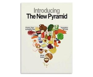Dietary Guidelines Poster MyPlate Alternative Pyramid Nutrition Art | Compares traditional pyramid model with plate based meal planning approach(Framed,16x24inch(40x60cm))
