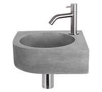 Differnz Cleo Lavabo - Gris foncé béton - Robinet incurvé mat chromé - Kit complet - 31,5 x 31,5 x 10 cm