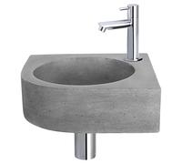 Differnz Cleo Lavabo - Lavabo gris foncé béton - Robinet droit chromé - Kit complet - 31,5 x 31,5 x 10 cm
