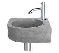 Differnz Cleo Lavabo - Lavabo gris foncé béton - Robinet incurvé chromé - Kit complet - 31,5 x 31,5 x 10 cm