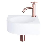 Differnz Cleo pack lave-mains d'angle - 30 x 30 x 10 cm - céramique blanche - robinet courbé cuivre à croisillon 38.401.17
