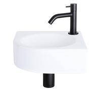 Differnz Cleo pack lave-mains d'angle - 30 x 30 x 10 cm - céramique blanche - robinet courbé noir mat 38.401.08