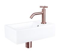 Differnz Force Ensemble Lave-mains - Lavabo en Céramique avec Robinet Eau Froide