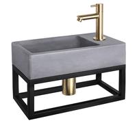 Differnz Force Ensemble Lave-Mains pour Salle de Bain - Vasque en Béton Gris Fon