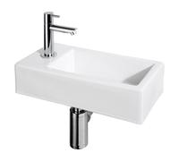 Differnz Helios kit lave-mains - 37,5x18,5x9,5cm - Rectangulaire - 1 trou de robinet gauche - Robinet chromé droit - Céramique blanche 38.010.12