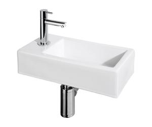 Differnz Helios kit lave-mains - 37,5x18,5x9,5cm - Rectangulaire - 1 trou de robinet gauche - Robinet chromé droit - Céramique blanche 38.010.12